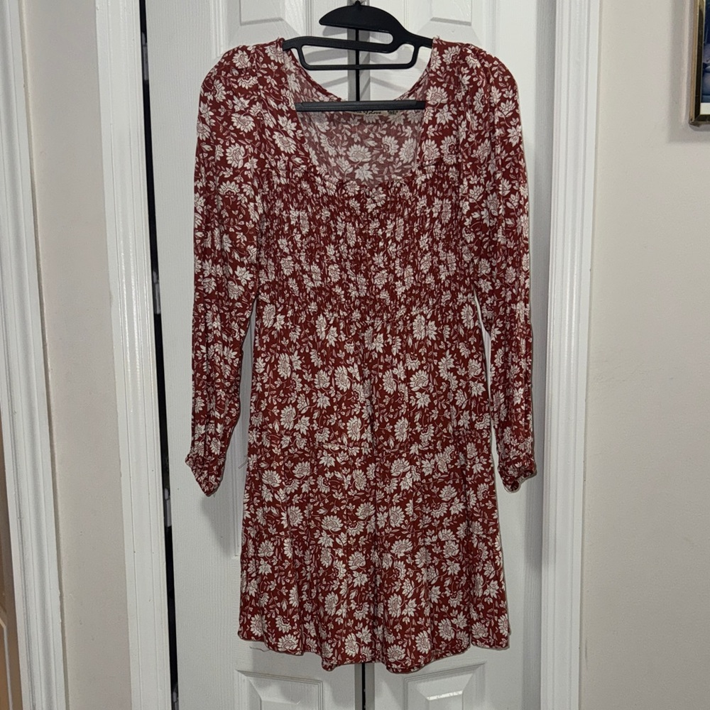 Liberty Love Red and White Floral Long Sleeve Dress
